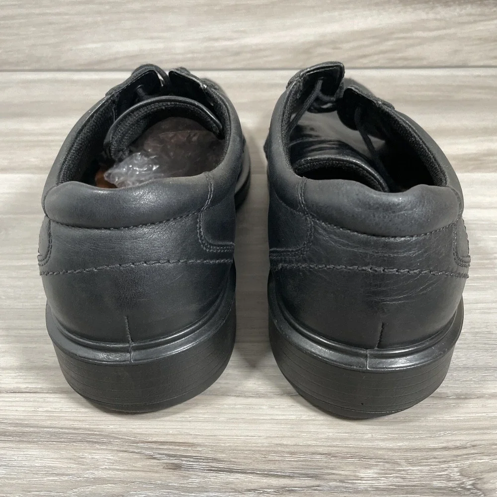 Ecco Helsinki Black Bicycle Toe‎ Tie Shoes Men Size 9/9.5 EU 43 Leather